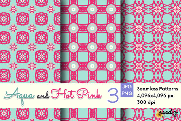 Download Aqua and Hot Pink Patterns Set - Premium Resources
