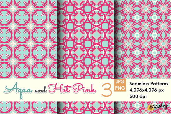 Download Aqua and Hot Pink Patterns Set - Premium Resources