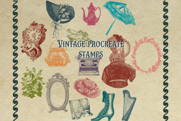 Download 15 Vintage Procreate Brush Stamps - Brush Collection