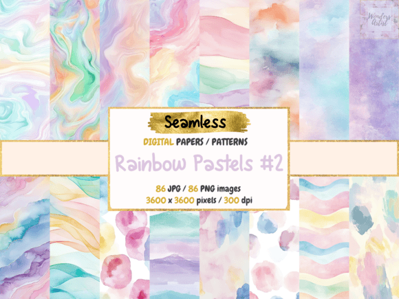 Download Rainbow Pastels #2 Digital Papers - Pastels Collection