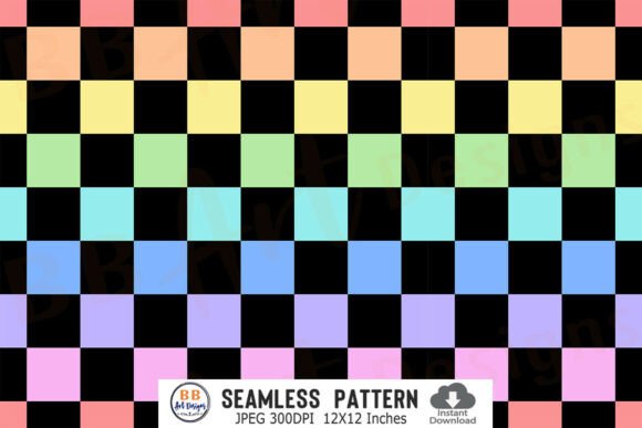 Download Rainbow Checkered Seamless Pattern Paper - Checkered Collection